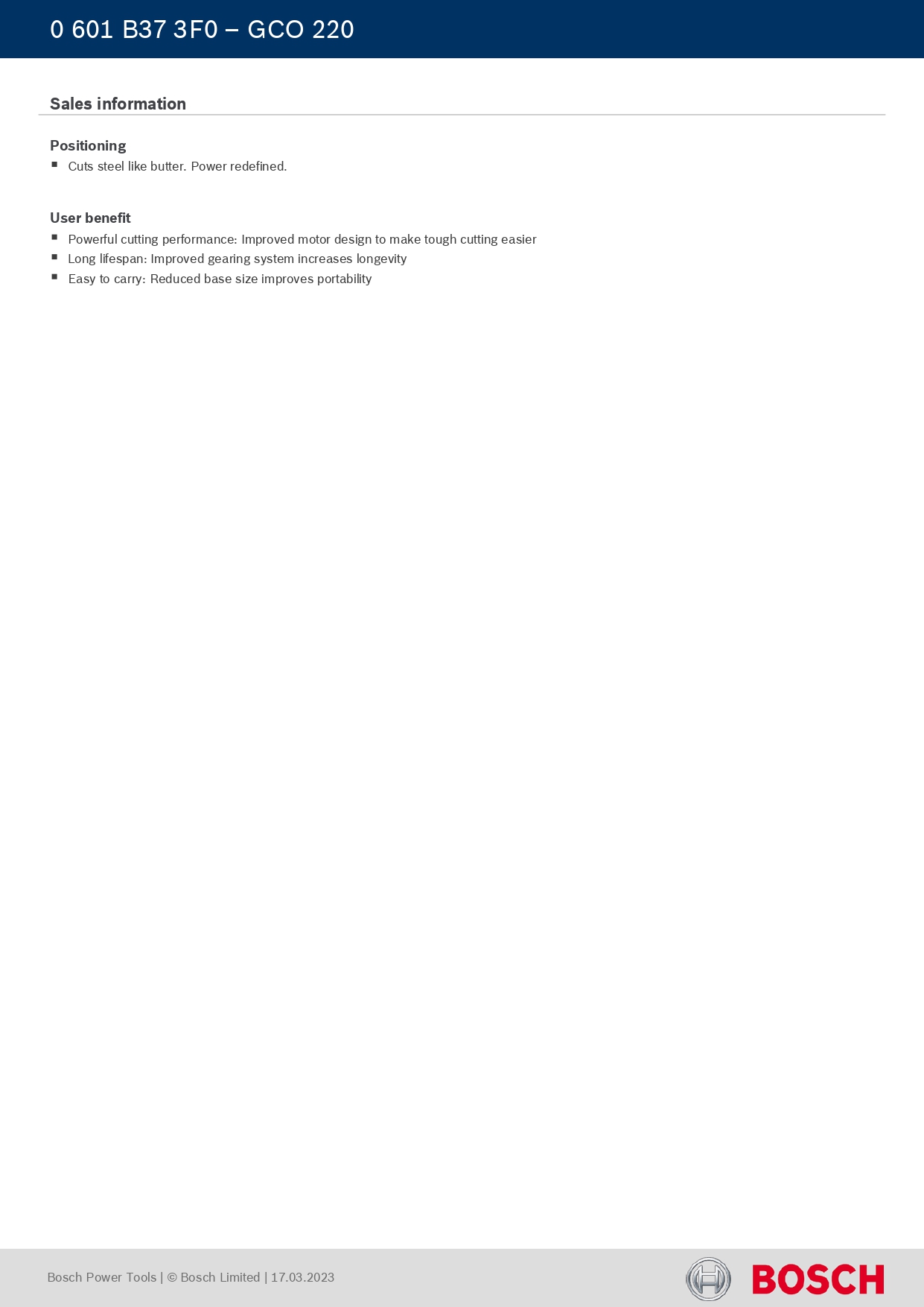 Bosch GCO220 chop saw (0601B373F0) — view 4