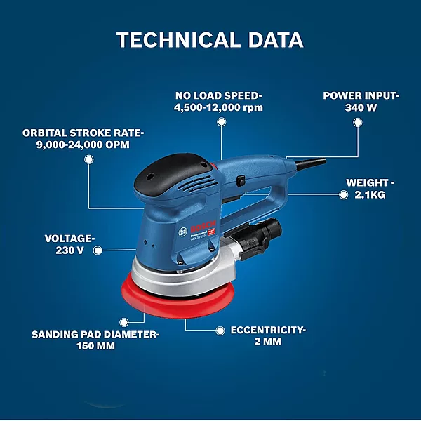 BOSCH GEX34-150AE RANDOM ORBITAL SANDER(06013728F0) — view 3