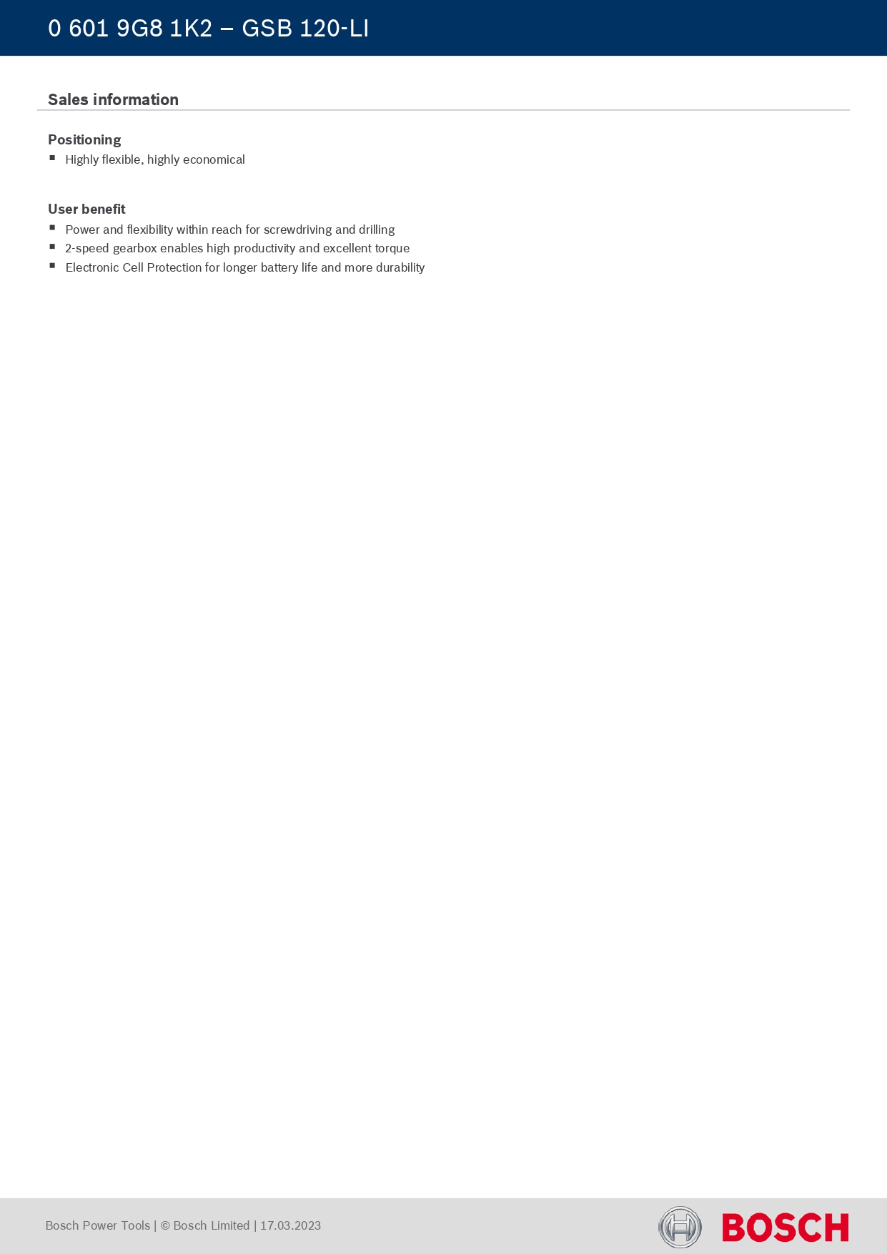 Bosch GSB120-LI Cordless drill -06019G81F2) — view 3