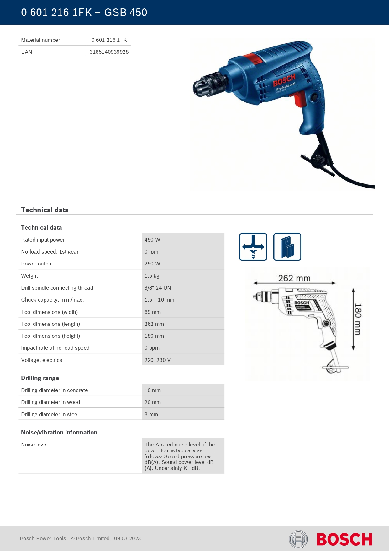 Bosch GSB450 impect drill(06012161FK) — view 2