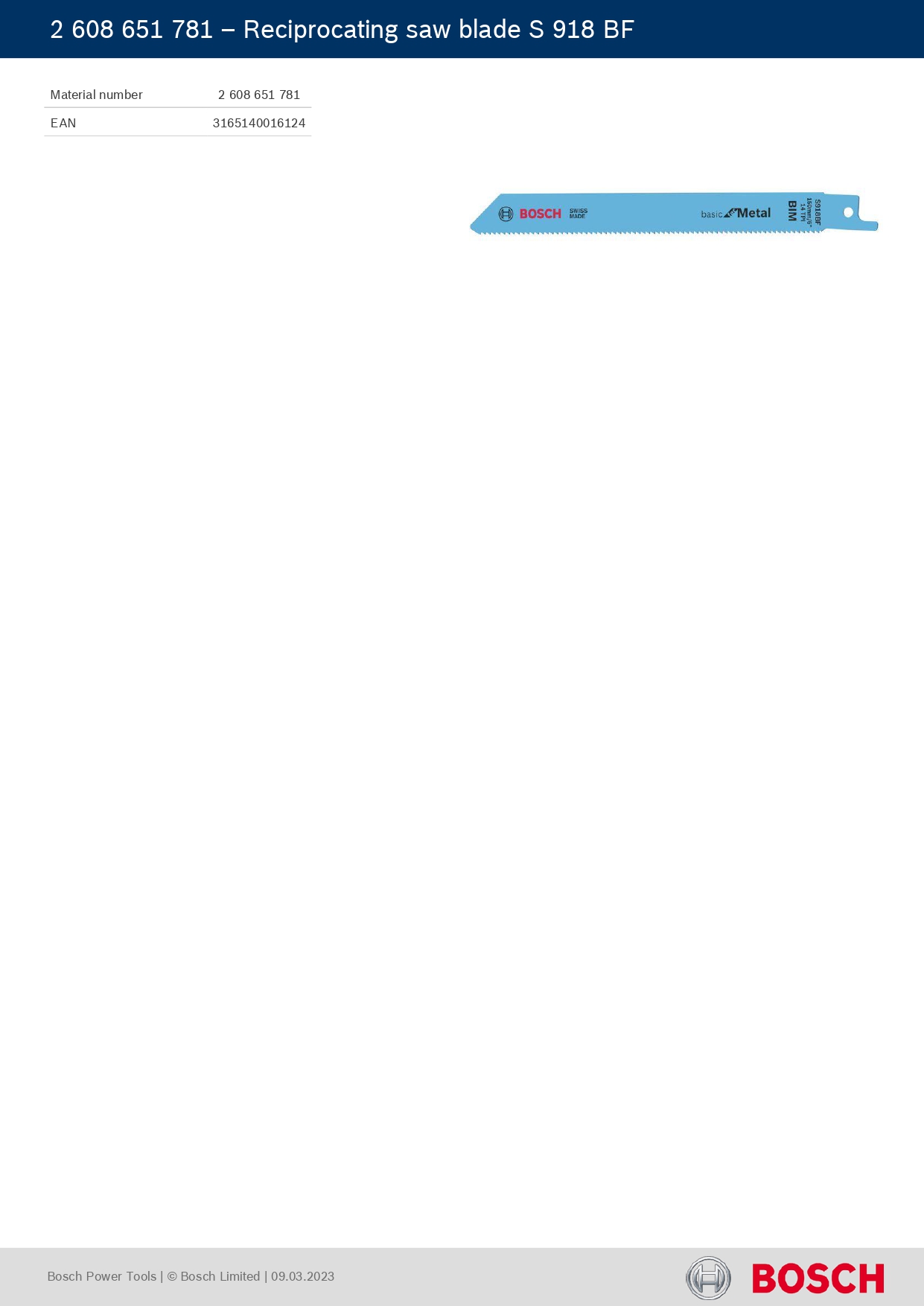 BOSCH S918BF BIM BASIC FOR METAL HECSO BLEAD ( 2608651781) — view 3
