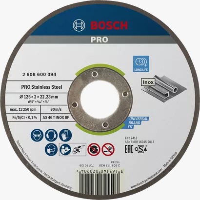 Bosch SS Cutting Discs For Inox 125x2mm(2608600094)