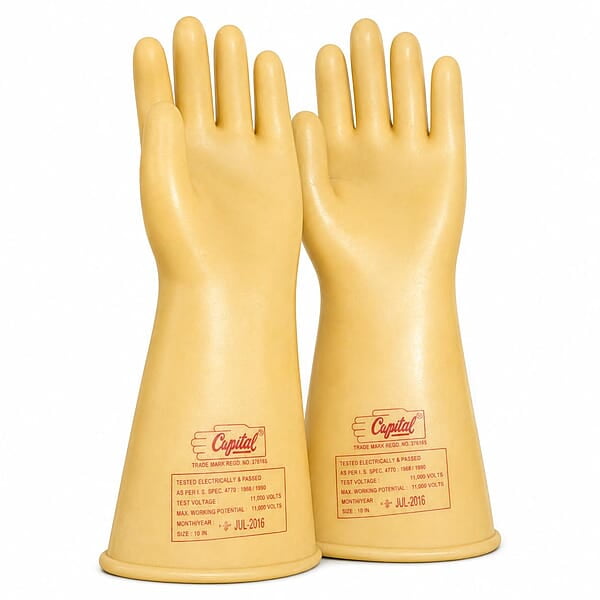 Crystal Electric Shock Proof Rubber Gloves 11KV CLASS 2 IS13744: 2014