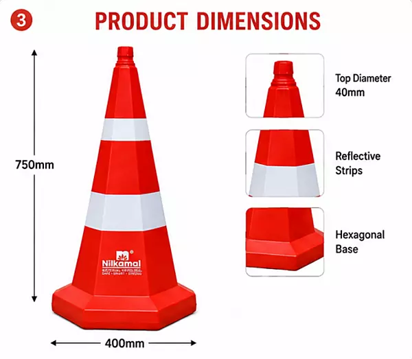 H2HX750 SAFETY CONE NILKAMAL HEIGHT 750 MM — view 3