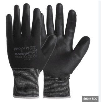 HS22(L)(Black Liner With Black PU Coating Gloves)