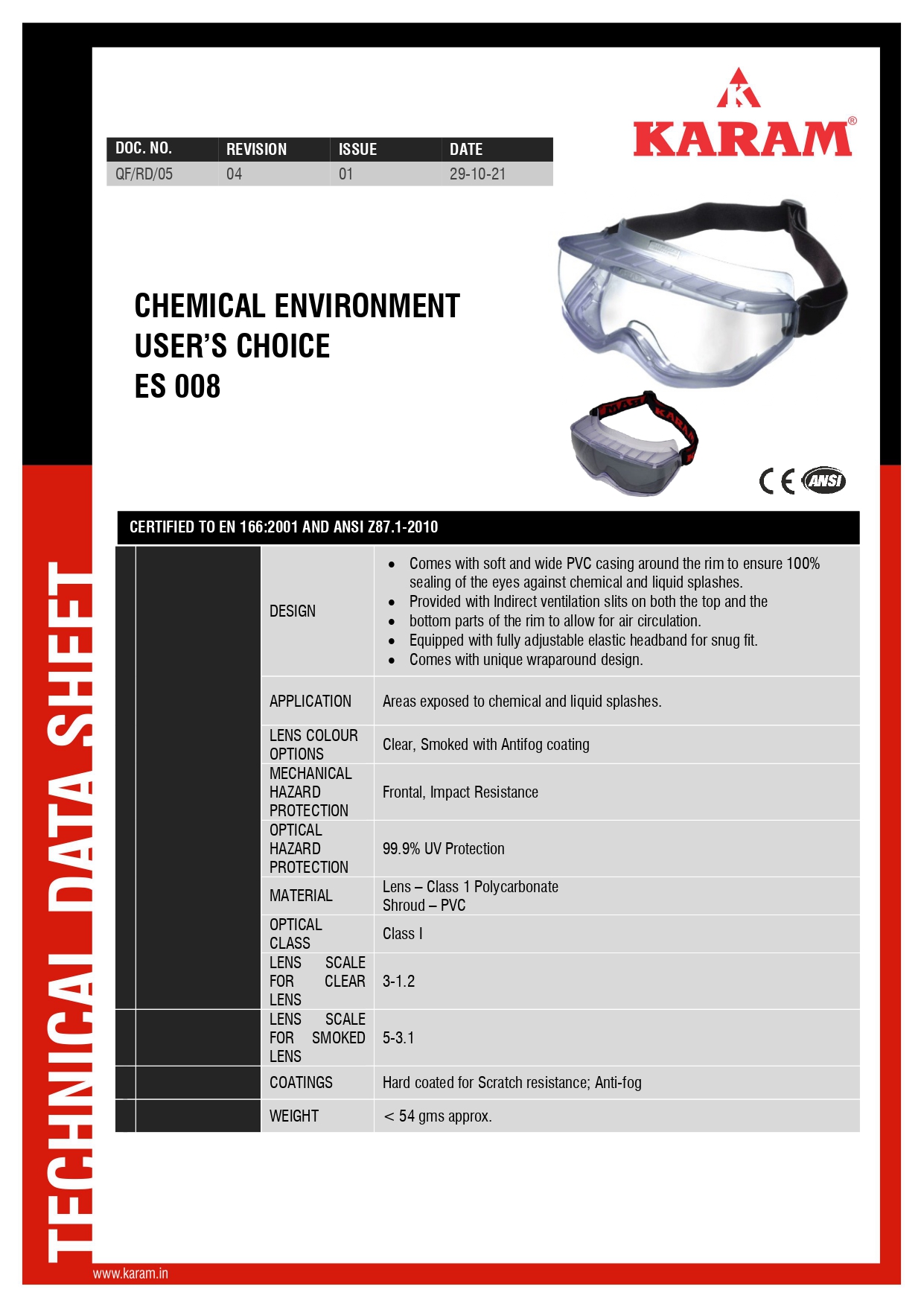 Karam ES008(CLEAR/ANTIFOG) Goggles — view 2