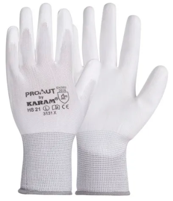 Karam HS21 (White Liner White PU Coating Gloves)