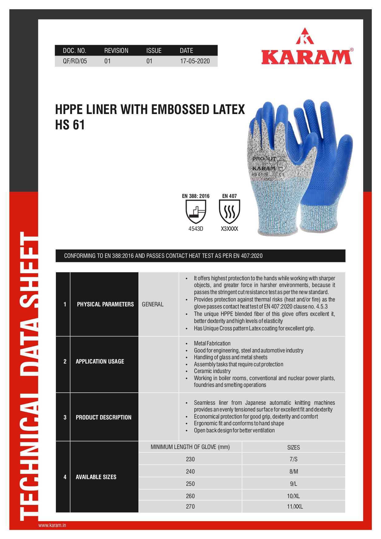 Karam HS61(L)cut-5 Gloves — view 4