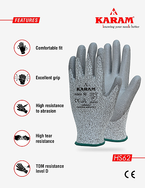 Karam HS62 Aerolite Cut-5 Gloves- L — view 4