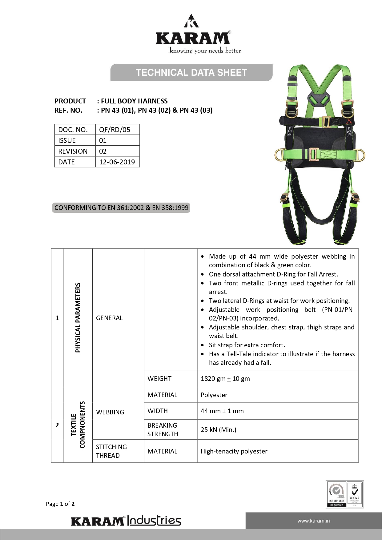 KARAM PN43(01) FULL BODY HARNESS- — view 2