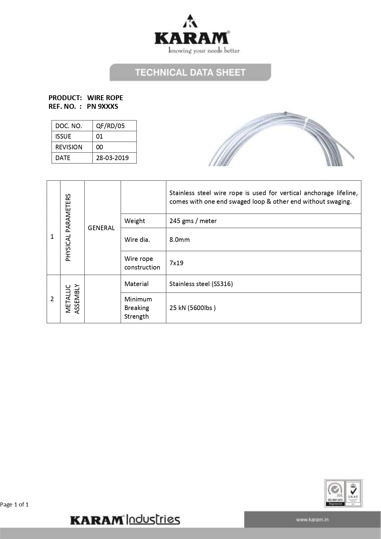 KARAM PN9XXXS WIRE ROPE