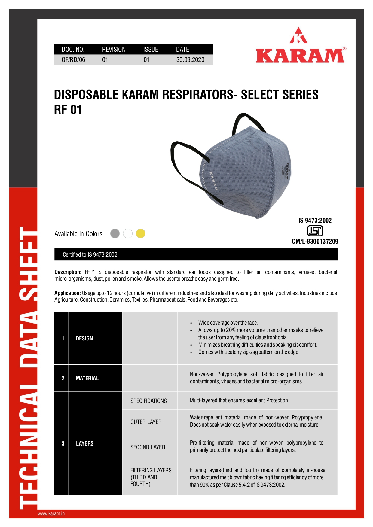 KARAM RF01 EAR LOOP GREY MASK — view 2