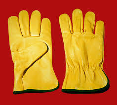 Leather Hand Gloves Heavy duty - yellow — view 2
