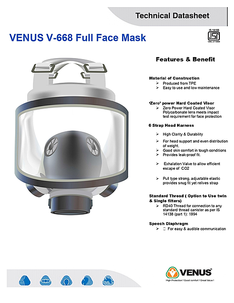 VENUS V-668-M-TPE FULL FACE MASK TEXTILE HEADBAND 110531901 — view 2