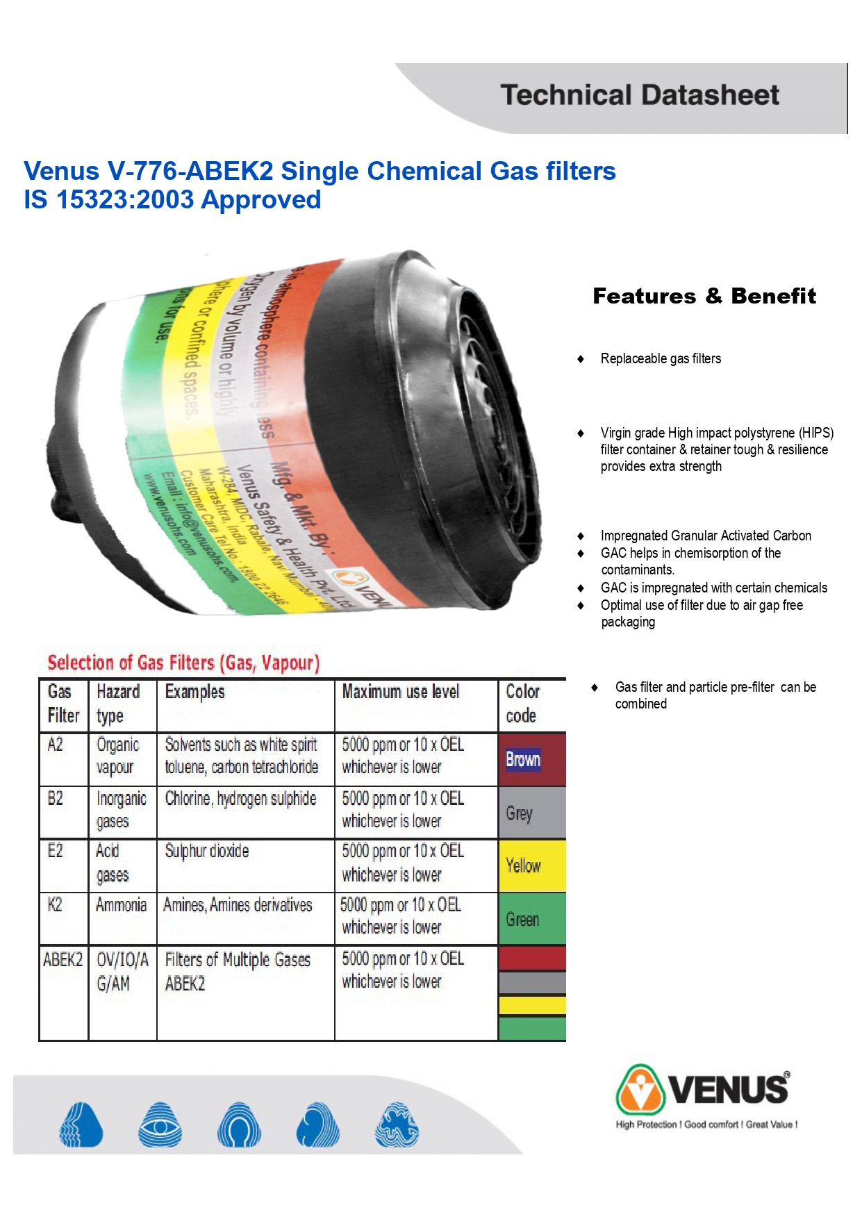 Venus V-776/7700 ABEK2 Cartridge-110730801 — view 4